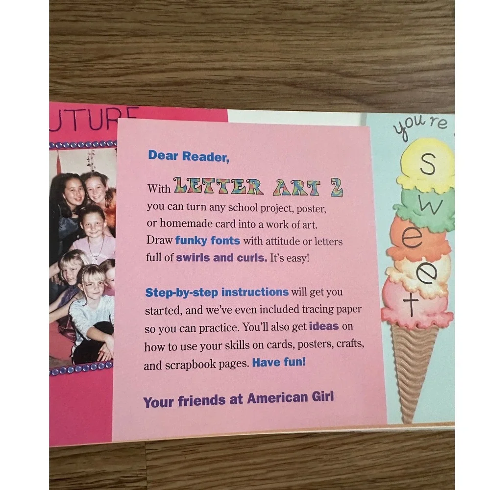 American Girl Letter Art 2 Activity Book Funky Fonts Tracing Paper 2006 unused